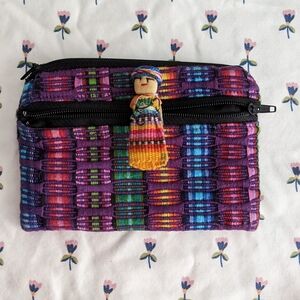 Guatemalan worry doll zipper pouch wallet